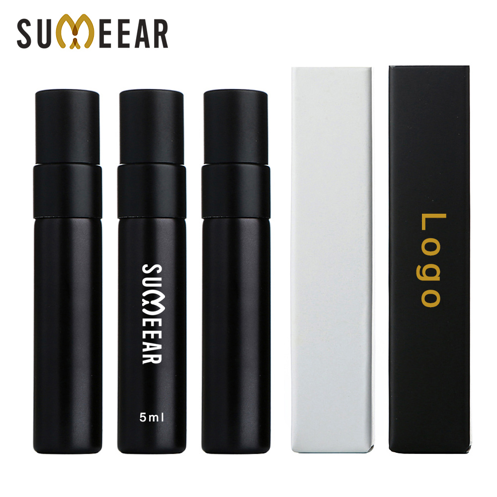 Perfume Decant Sample - 50/100個入り 5ml マットブラック香水瓶 精巧な包装箱付き 再利用可能なサンプルバイアル