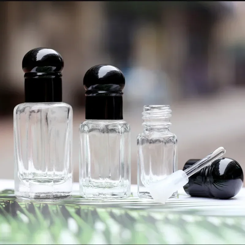Perfume Decant Sample - 3 ミリリットル 6 ミリリットル 12 ミリリットルミニ空のガラス香水瓶黒スポイトエッセンシャルオイルボトルバイアルガラスステッカー卸売