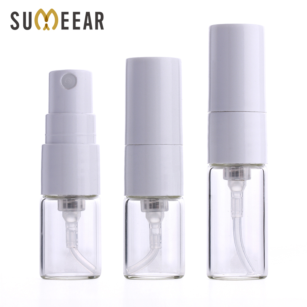 Perfume Decant Sample - 100 ピース/ロット 1 ミリリットル 2 ミリリットルミニ香水瓶白スプレー詰め替え空ボトル化粧品容器ポータブル香水アトマイザー